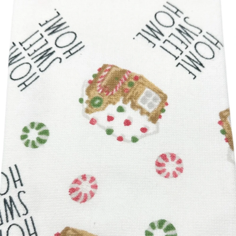 NEW Rae Dunn HOME SWEET HOME Gingerbread House Christmas Kitchen Towel Set/3